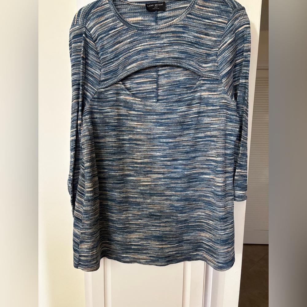 Lane Bryant Blue 3/4 Sleeve Sailor Collar Blouse